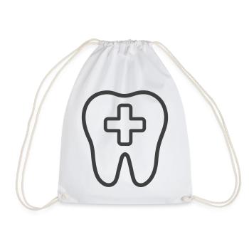 Dental Care Line Icon – Zahn mit medizinischem Kreuz - Turnbeutel - Weiß - Vorne