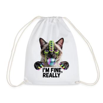 Chat Disco aux Yeux Néon - Sac de sport léger - blanc - Devant