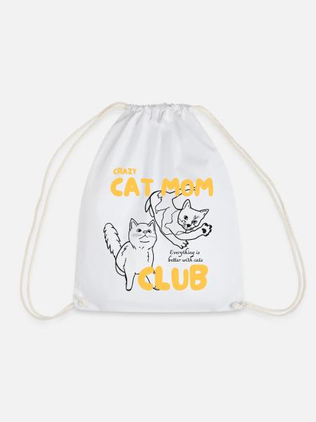 Crazy Cat Mom Club - Drawstring Bag - white