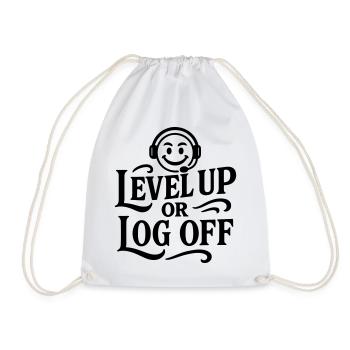 Level Up retro Shirt Smiley Gamer Zocker spruch - Drawstring Bag - white - Front