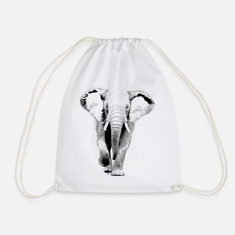 Elephant - Drawstring Bag - white