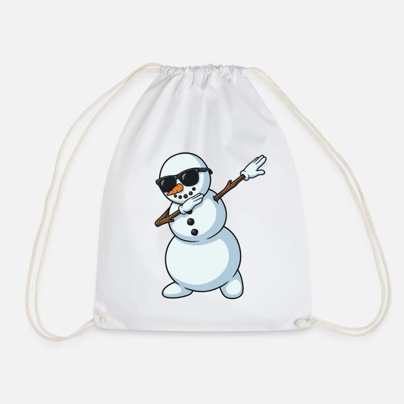 Dab Snowman Cartoon - Turnbeutel - Weiß