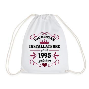 1995 Plumber Birthday Year 95 - Drawstring Bag - white - Front