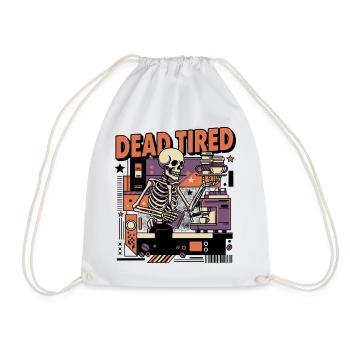 Dead tired coffee skeleton kitchen setting - Drawstring Bag - white - Front