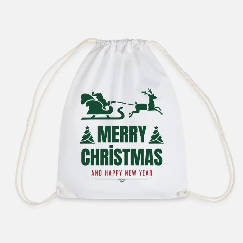 Merry Christmas – Festive Design - Drawstring Bag - white