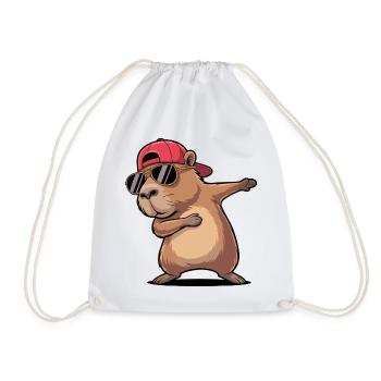 Cool Capybara Dabbing - Drawstring Bag - white - Front