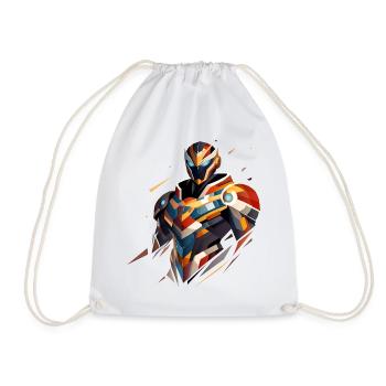 Futuristic Sci-Fi Hero in Geometric Style - Drawstring Bag - white - Front