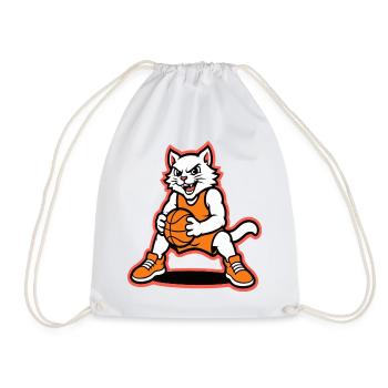 Wildcat Basketball Dribble Mascot - Drawstring Bag - white - Front