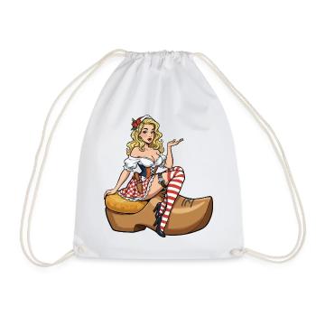 Holland pin-up in clog - Drawstring Bag - white - Front