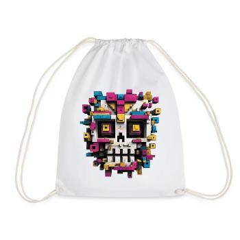 Crâne géométrique – Art pixelisé coloré - Sac de sport léger - blanc - Devant