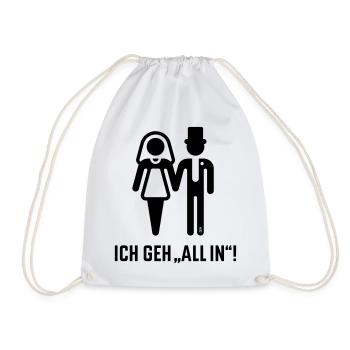 Je me lance à fond ! (Mariage, Mariée et Marié, Enterrement de vie de garçon / B) - Sac de sport léger - blanc - Devant