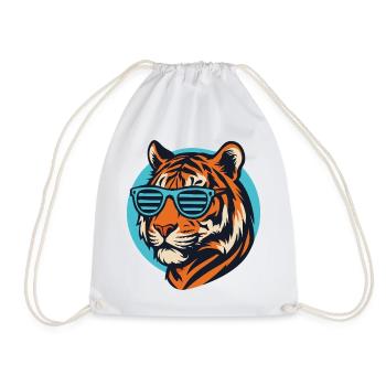 Pop Art du tigre aux lunettes de soleil - Sac de sport léger - blanc - Devant