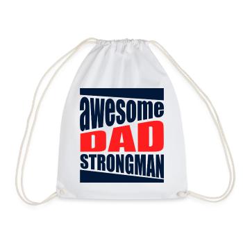 Strongman Dad Awesome Power Shirt - Drawstring Bag - white - Front