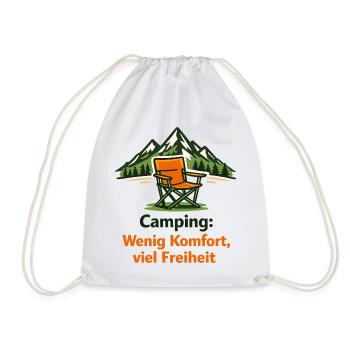 Camping: Wenig Komfort, viel Freiheit - Turnbeutel - Weiß - Vorne
