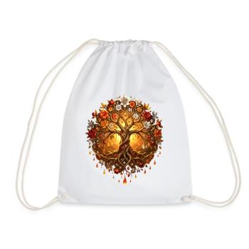 Fire Tree in Mandala - Drawstring Bag - white - Front