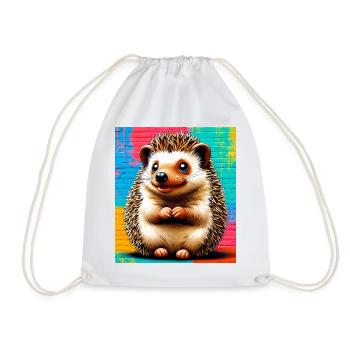 hedgehog - Drawstring Bag - white - Front