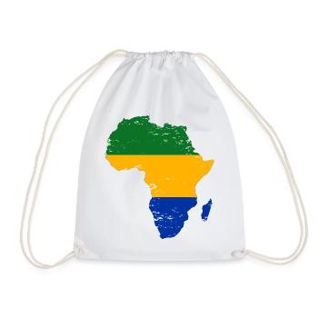 Gabon_Flagge_Afrika_used - Drawstring Bag - white - Front
