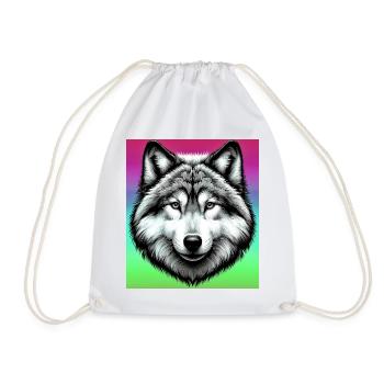 Wolf - Drawstring Bag - white - Front