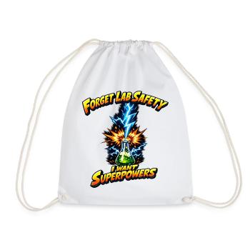 Forgetting lab safety – superpowers - Drawstring Bag - white - Front