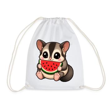 Sugar Glider Cartoon Cute Animal Melon Summer - Drawstring Bag - white - Front