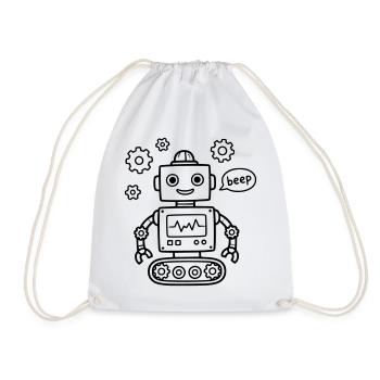Robot Bip Artisan technologique pour l’anniversaire des enfants - Sac de sport léger - blanc - Devant