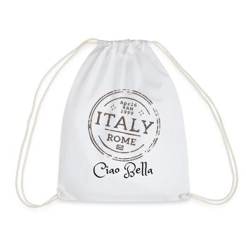 Vintage Italy Stamp Rome Travel - Drawstring Bag - white - Front