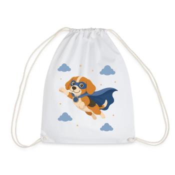 Super-héros beagle avec une cape - Sac de sport léger - blanc - Devant