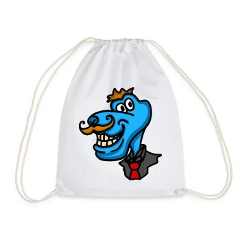 Blauer eleganter Hund im Samtanzug - Turnbeutel - Weiß - Vorne