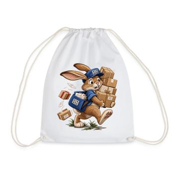 Hase als Paketbote   - Turnbeutel - Weiß - Vorne