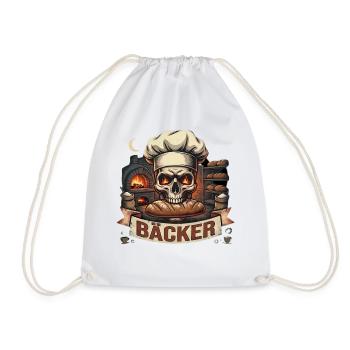 Totenkopf Bäcker Motiv - Turnbeutel - Weiß - Vorne