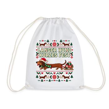 Weihnachtsdackel - Langer Hund kurzes Fest - Turnbeutel - Weiß - Vorne