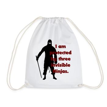 I am protected by three invisible ninjas - Drawstring Bag - white - Front