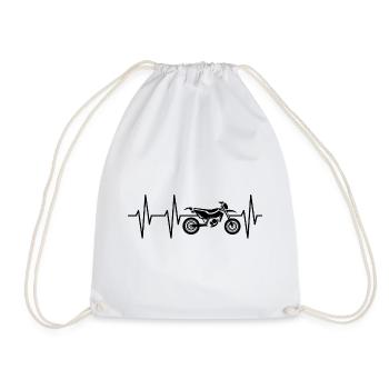 Heartbeat design supermoto Motorcycle Pulse ECG - Drawstring Bag - white - Front