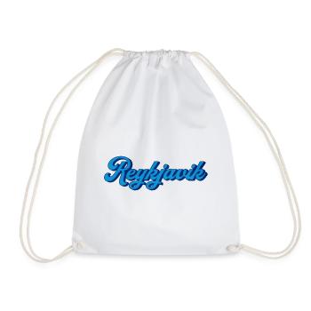 Reykjavik Blue Script Logo - Drawstring Bag - white - Front