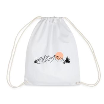 Sunset Ride Line Art on Black - Drawstring Bag - white - Front