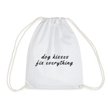 Dog Kisses Fix Everything – Dog Sayings - Drawstring Bag - white - Front