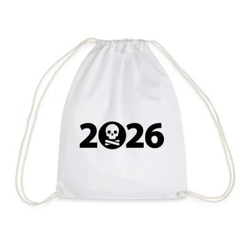Pirat 2026, Totenkopf 2026, Halloween 2026 - Turnbeutel - Weiß - Vorne
