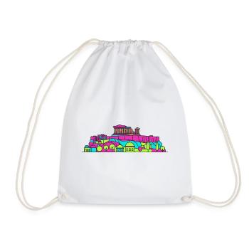 Athens City Skyline Acropolis Parthenon Art - Drawstring Bag - white - Front