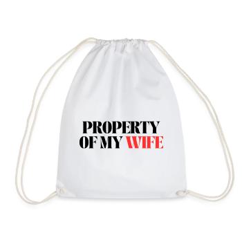 property of my wife - Drawstring Bag - white - Front