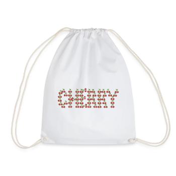 Cherry typography - Drawstring Bag - white - Front