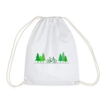 Fahrrad Wald Baum Rad - Turnbeutel - Weiß - Vorne