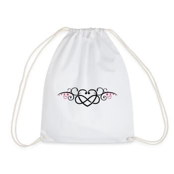 Heart with infinity symbol, Tribal & tattoo style - Drawstring Bag - white - Front