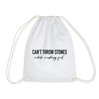 Can't throw stones while washing feet - Drawstring Bag - white - Front