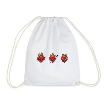 Sacred Hearts of Jesus, Mary and Joseph - Drawstring Bag - white - Front