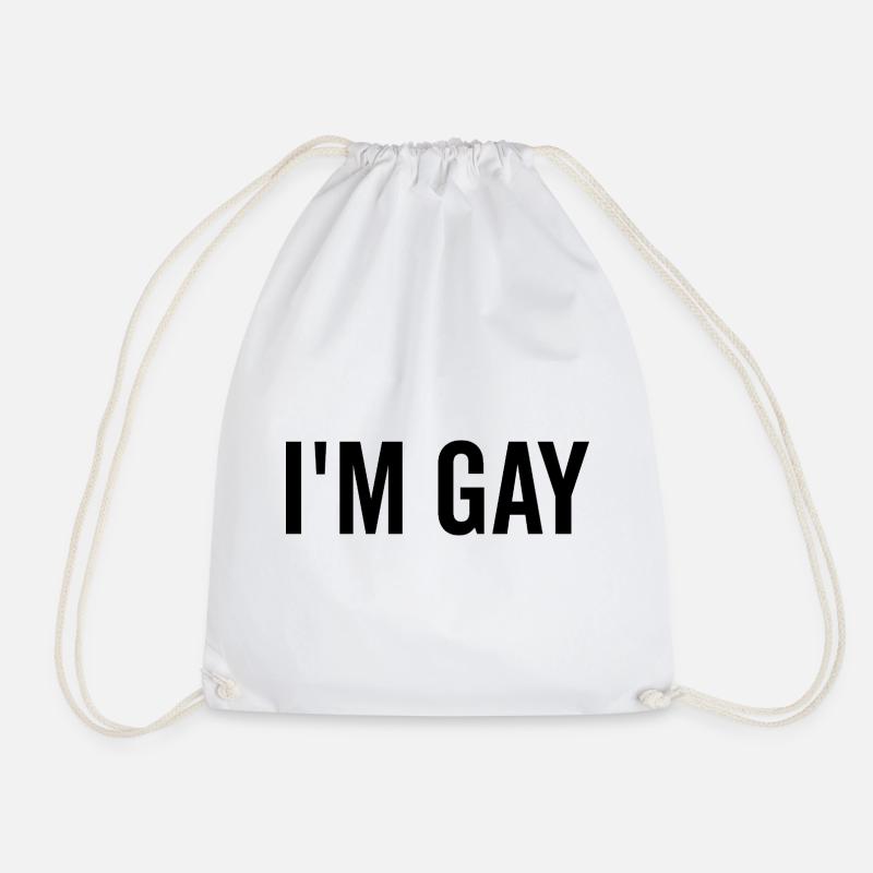 I’m Gay - Drawstring Bag - white