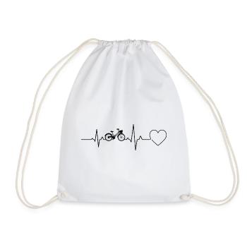 Bicycle Heartbeat Heartbeat - Drawstring Bag - white - Front