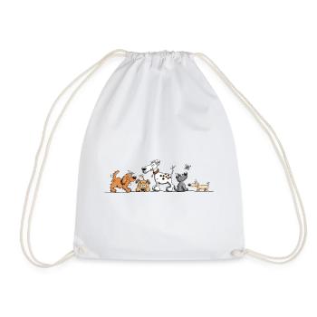 Lustiges Hunde Motiv mit Cartoon Hunden für Hundel - Turnbeutel - Weiß - Vorne