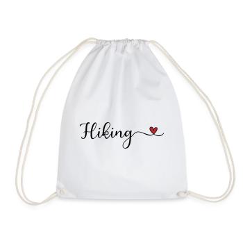 Hiking Heart Typography - Drawstring Bag - white - Front