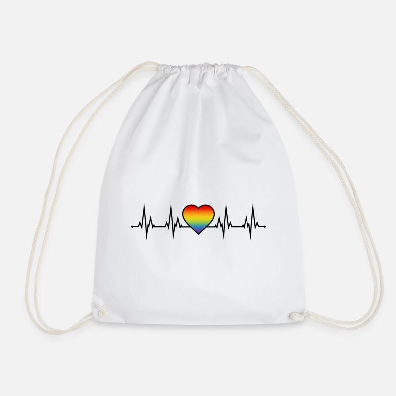 Regenbogen Herzschlag - Turnbeutel - Weiß