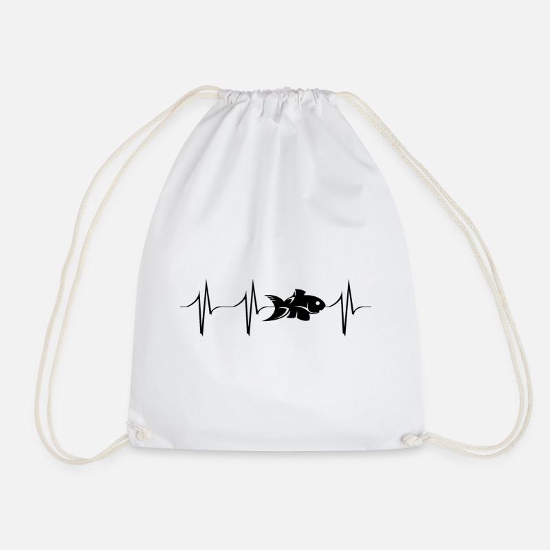 Fisch Herzschlag Meer Tiere Puls Illustration Logo - Turnbeutel - Weiß